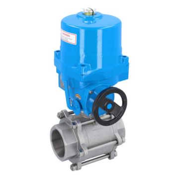 Ball valve-MA, 3 "female, with drive-NE15, Stainless steel / PTFE FKM, 24V DC, running time a