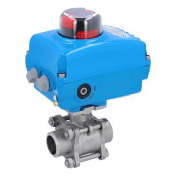 Ball valve MA, DN32-welding face, with drive-NE05, Stainless steel / PTFE FKM, 24V DC, running time a