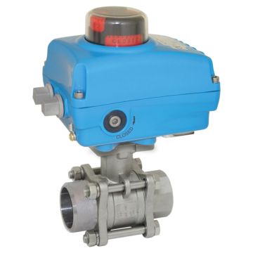 Ball valve MA, DN40-welding face, with drive-NE05, Stainless steel / PTFE FKM, 24V DC, running time a