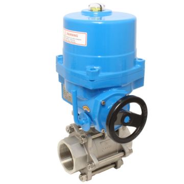 Ball valve MA, DN65-welding face, with drive-NE09, Stainless steel / PTFE FKM, 24V DC, running time a