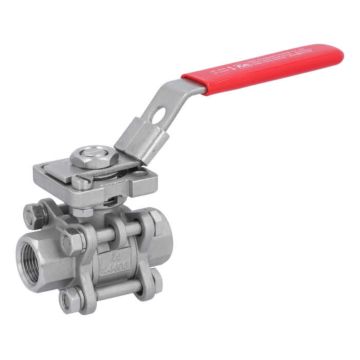 Ball valve 1/4 ", PN64, 1.4408 / PTFE FKM, female thread DIN2999, ISO 5211, DIN3202-M3