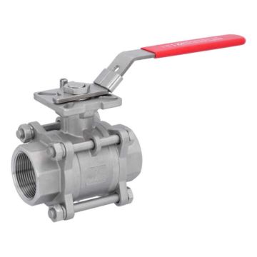 Ball valve 11/2 ", PN64, 1.4408 / PTFE FKM, Internal thread DIN2999, ISO 5211, DIN3202-M3