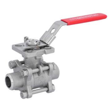 Ball valve DN15, PN64, 1.4408 / PTFE FKM, Weld ends, ISO 5211, DIN3202-S13