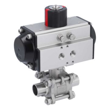 Ball valve-MA, DN20-welded ends, actuator-OD50, Stainless steel/PTFE-FKM, double acting