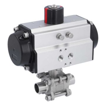 Ball valve-MA, DN20-welded ends, actuator-OE65, Stainless steel/PTFE-FKM, spring return