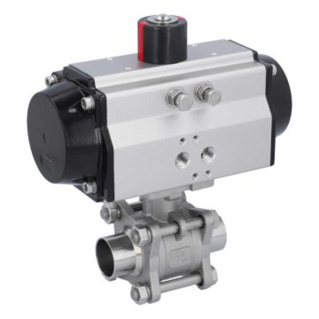 Ball valve-MA, DN32-welded ends, actuator-OE75, Stainless steel/PTFE-FKM, spring return