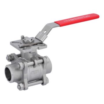 Ball valve DN32, PN64, 1.4408 / PTFE FKM, Weld ends, ISO 5211, DIN3202-S13