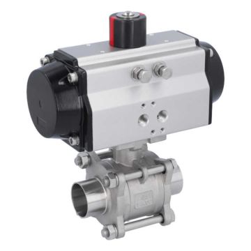 Ball valve-MA, DN40-welded ends, actuator-OE75, Stainless steel/PTFE-FKM, spring return