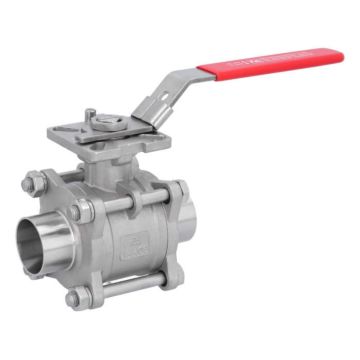 Ball valve DN40, PN64, 1.4408/PTFE-FKM, Welded ends  EN 10357-A, ISO 5211, DIN3202-S13