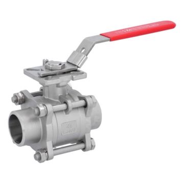 Ball valve DN40, PN64, 1.4408 / PTFE FKM, Weld ends, ISO 5211, DIN3202-S13