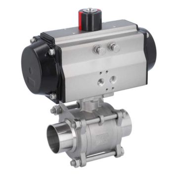 Ball valve-MA, DN50-welded ends, actuator-OE85, Stainless steel/PTFE-FKM, spring return