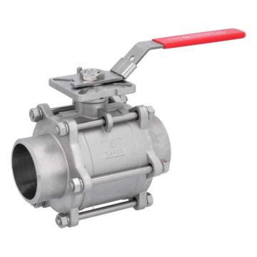 Ball valve DN80, PN64, 1.4408 / PTFE FKM, Weld ends, ISO 5211, DIN3202-S13