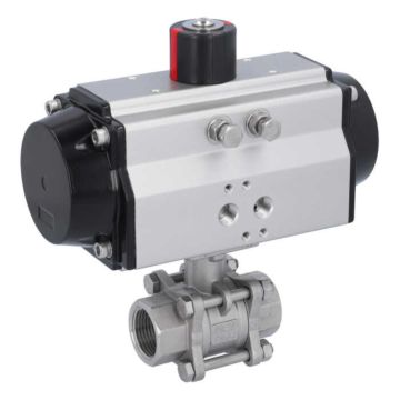 Ball valve-MA 1"-female thread, w. actuator OE75, stainl. steel/PTFE-FKM, cavity free, spring return