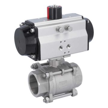 Ball valve-MA 2"-female thread, w. actuator OD75, stainl. steel/PTFE-FKM, cavity free, double acting