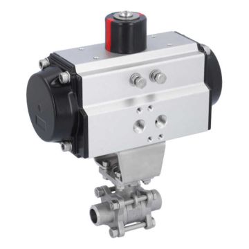 Ball valve-MA DN15-welded ends, actuator-OE65, stainl. steel/PTFE-FKM, cavity free, spring return