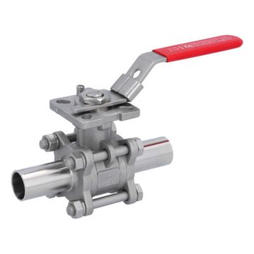 Ball valve DN20, PN64, 1.4408/PTFE-FKM,cavity free, Welded ends  DIN 11852, ISO 5211, l=128mm