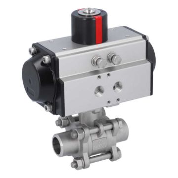 Ball valve-MA DN20-welded ends, actuator-OD50, stainl. steel/PTFE-FKM, cavity free, double acting