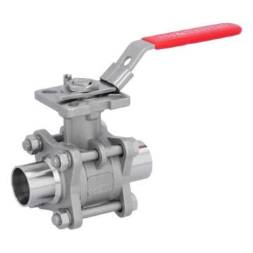 Ball valve DN25, PN64, 1.4408/PTFE-FKM,cavity free, Welded ends  DIN 11852, ISO 5211, l=139mm