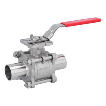 Ball valve DN40, PN64, 1.4408/PTFE-FKM,cavity free, Welded ends  DIN 11852, ISO 5211, l=164mm