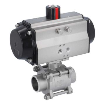 Ball valve-MA DN40-welded ends, actuator-OE95, stainl. steel/PTFE-FKM, cavity free, spring return