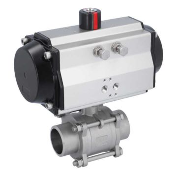 Ball valve-MA DN50-welded ends, actuator-OE110, stainl. steel/PTFE-FKM, cavity free, spring return