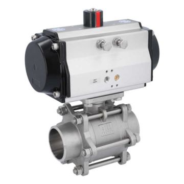 Ball valve-MA, DN65-welded ends, actuator-OE110, Stainless steel/PTFE-FKM, spring return