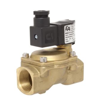 2/2-solenoid valve, G1 "brass / NBR, 24VDC, 0.1-16bar, servo-controlled, temperature max. 90 º