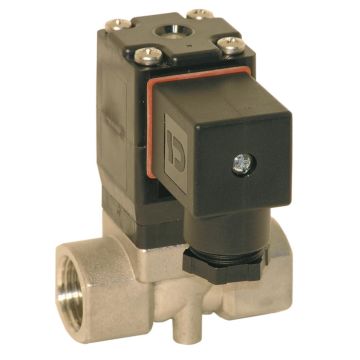 2/2-solenoid valve, G1 / 4 ", stainless steel / NB, 0-10bar, force pilot, Max. 90 º C