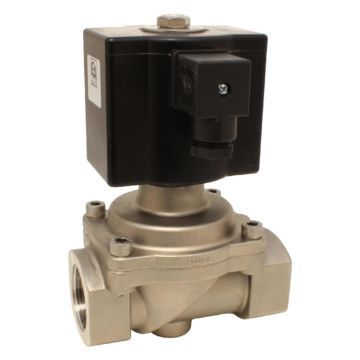 2/2-way solenoid valve, G11 / 2 ", stainless steel, 0-16bar, force pilot, Max. 90 º C