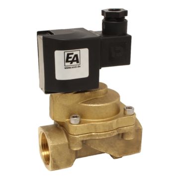 2/2-way solenoid valve, G1 / 2 "brass / PTFE, 24VA, 1-25bar, servo-controlled, temperature max. 200 º 