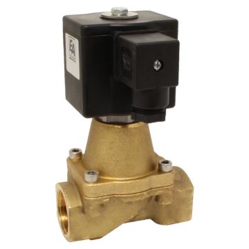 2/2-way solenoid valve, G11 / 2 "Brass / NBR, 24VD, 0-25bar, force pilot, Max. 90 º C