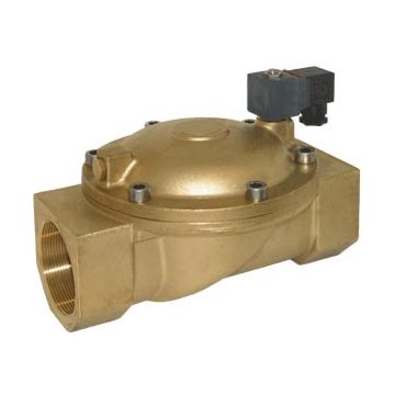 2/2-way solenoid valve, G21 / 2, "brass / NBR, 230, 0.3-10bar, pilot operated