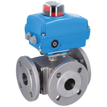 Ball valve MD, DN32, with actuator NE05, 230V 50Hz, Stainless steel/PTFE-FKM, L-bore, operat. time 14s