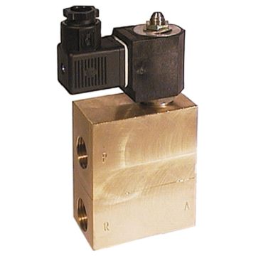 3/2-solenoid valve, G1 / 4 "brass / FKM, 24VAC, servo-controlled brass / FKM, 2-16 bar,