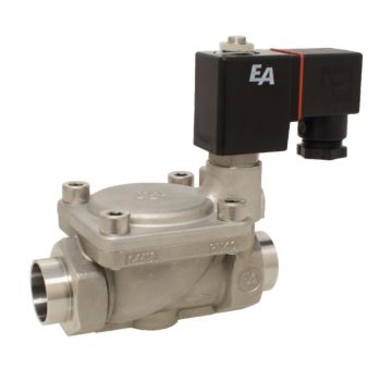 2/2-solenoid valve, DN15, st. steel/NBR, 230VAC, 0.5-20bar, servo assisted