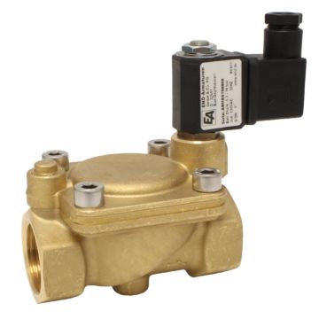 2/2-solenoid valve, G1/4", brass/FKM, 230VAC, 0.3-16bar, servo assisted