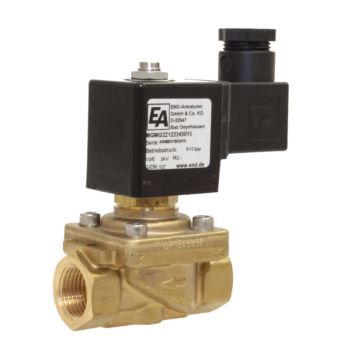 2/2-Solenoid valve, G1", 24VDC-Ex, 0-16bar, brass/NBR, ATEX, combined-operated