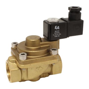 2/2-solenoid valve, G1 ", brass/NBR, 230VAC, 0.5-40bar, pilot operated