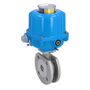 Ball valve MK, DN20, with drive-NE03, stainless steel1.4408 / PTFE FKM, 24V DC, running 