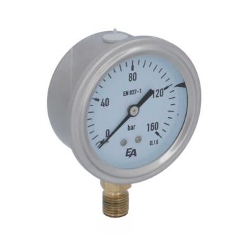 Pressure Gauge, d63, 0-160bar, radial, with glycerine-filling