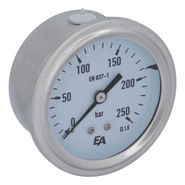 Manometer, d63, 0-250bar, axial mit Glyzerinfüllung