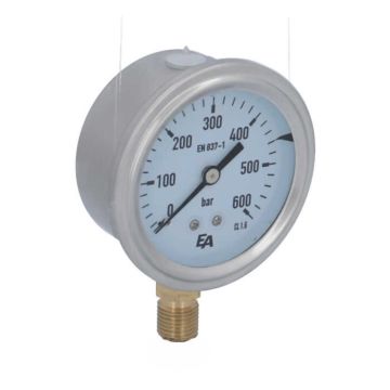 Pressure Gauge, d63, 0-600bar, radial, with glycerine