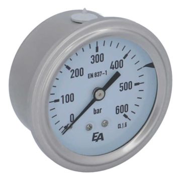 Pressure Gauge, d63, 0-600bar, axial, with glycerine