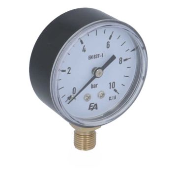 Pressure gauge Ø63mm, 0-10bar, plastic, connection: 1/4" radial