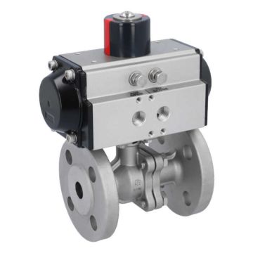 Ball valve MP, DN15, with actuator-OD, DA50, Stainless steel 1.4408, PTFE-FKM, double acting