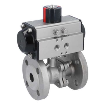 Ball valve MP, DN20, with actuator-OD, DA50, Stainless steel 1.4408, PTFE-FKM, double acting