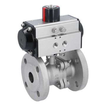 Ball valve MP, DN25, with actuator-OD, DA50, Stainless steel 1.4408, PTFE-FKM, double acting