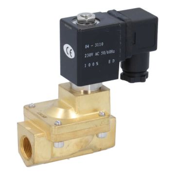 2/2-solenoid valve, G3/8" brass/NBR, 230VAC, 1-10bar, servo-assisted