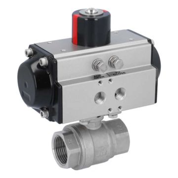 Ball valve MU 1", with actuator OD, DA50, Stainless steel/PTFE-FKM, double acting