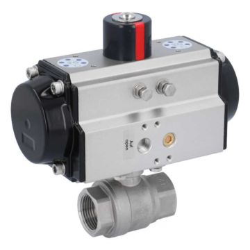 Ball valve MU 1", with actuator OE, SR65, Stainless steel/PTFE-FKM, spring return